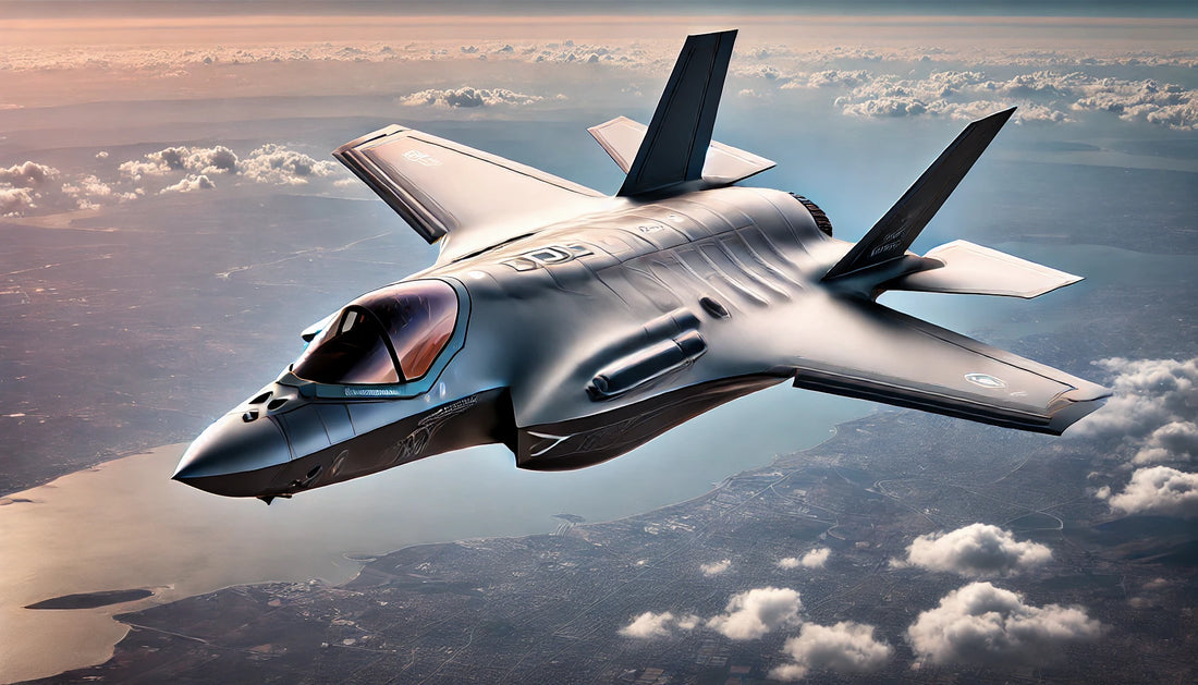 An F-35B Lightning II in flight, showcasing its sleek design and versatility as a modern stealth multirole combat aircraft. The aircraft is known for its advanced capabilities, including vertical takeoff and landing.