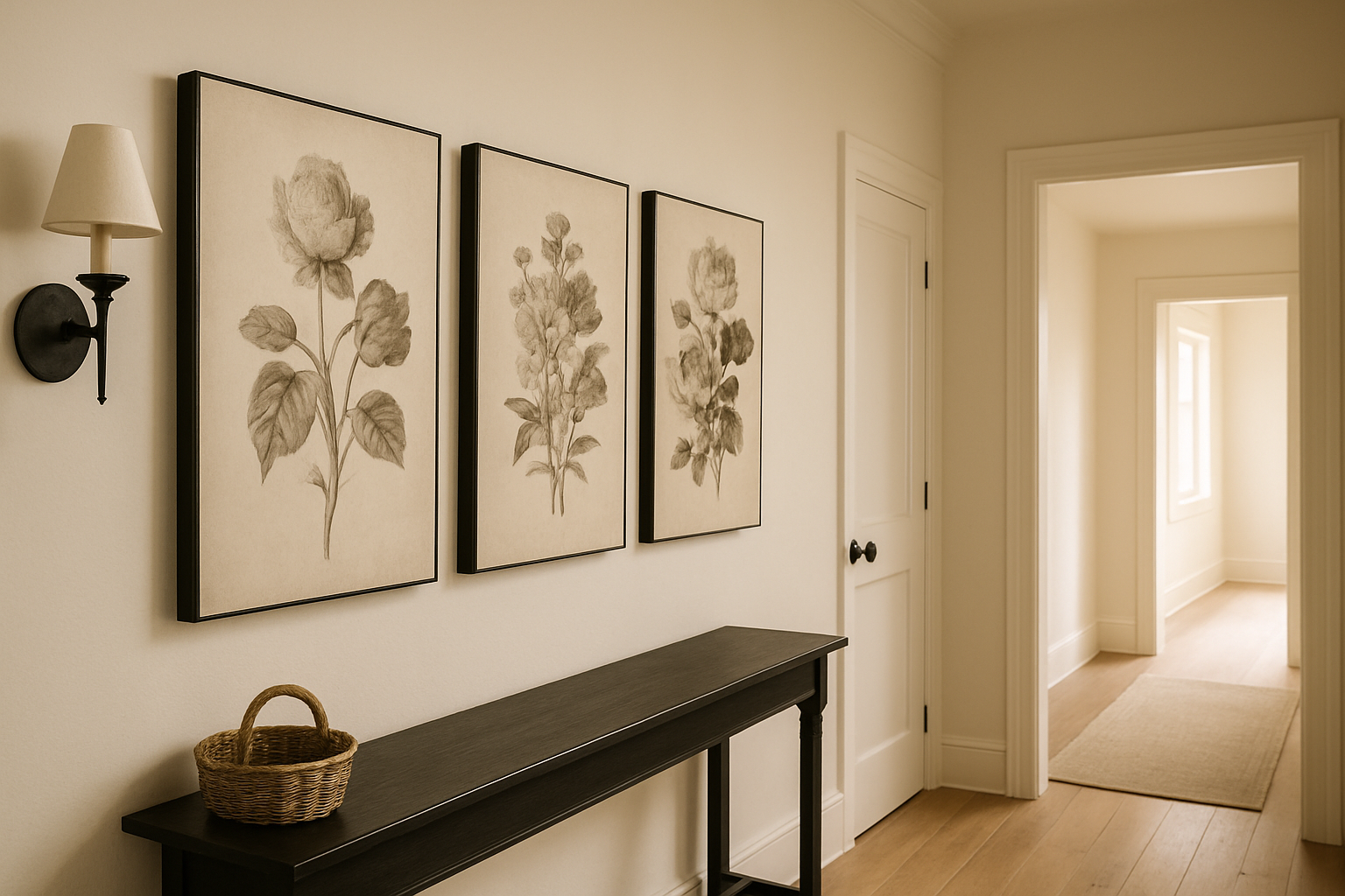 Canvas wall art in a styled home interior with warm natural light