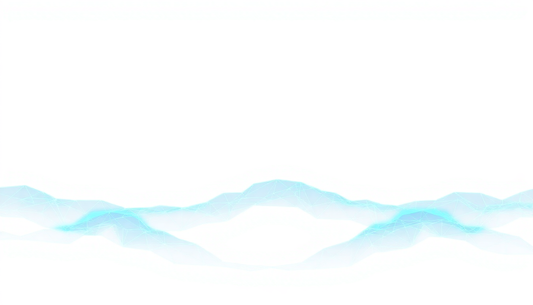 Abstract light-blue geometric wave pattern across a white background.
