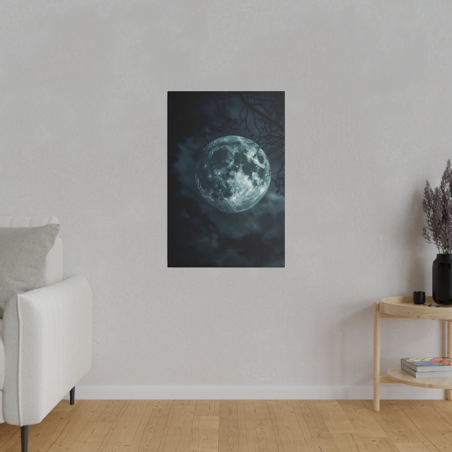 Lunar Whisper: Midnight Moon Canvas Art