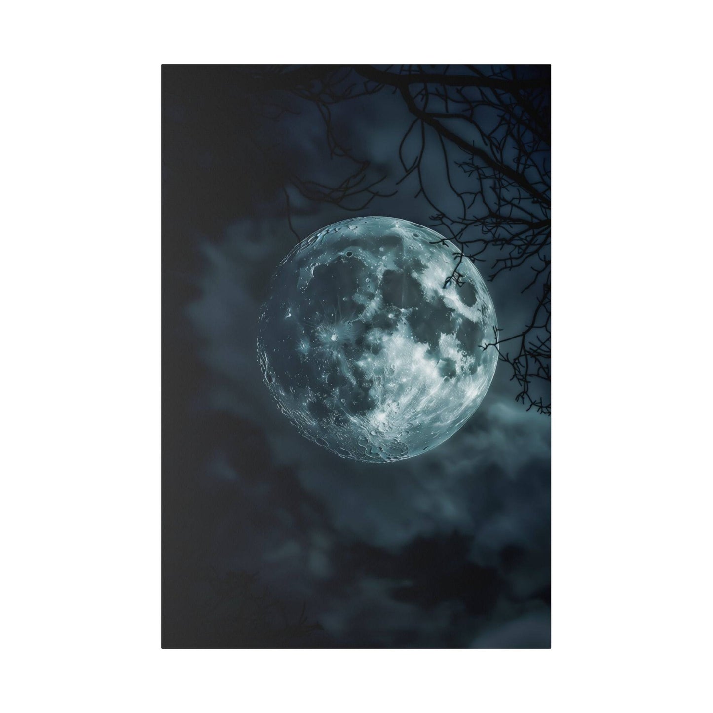 Lunar Whisper: Midnight Moon Canvas Art