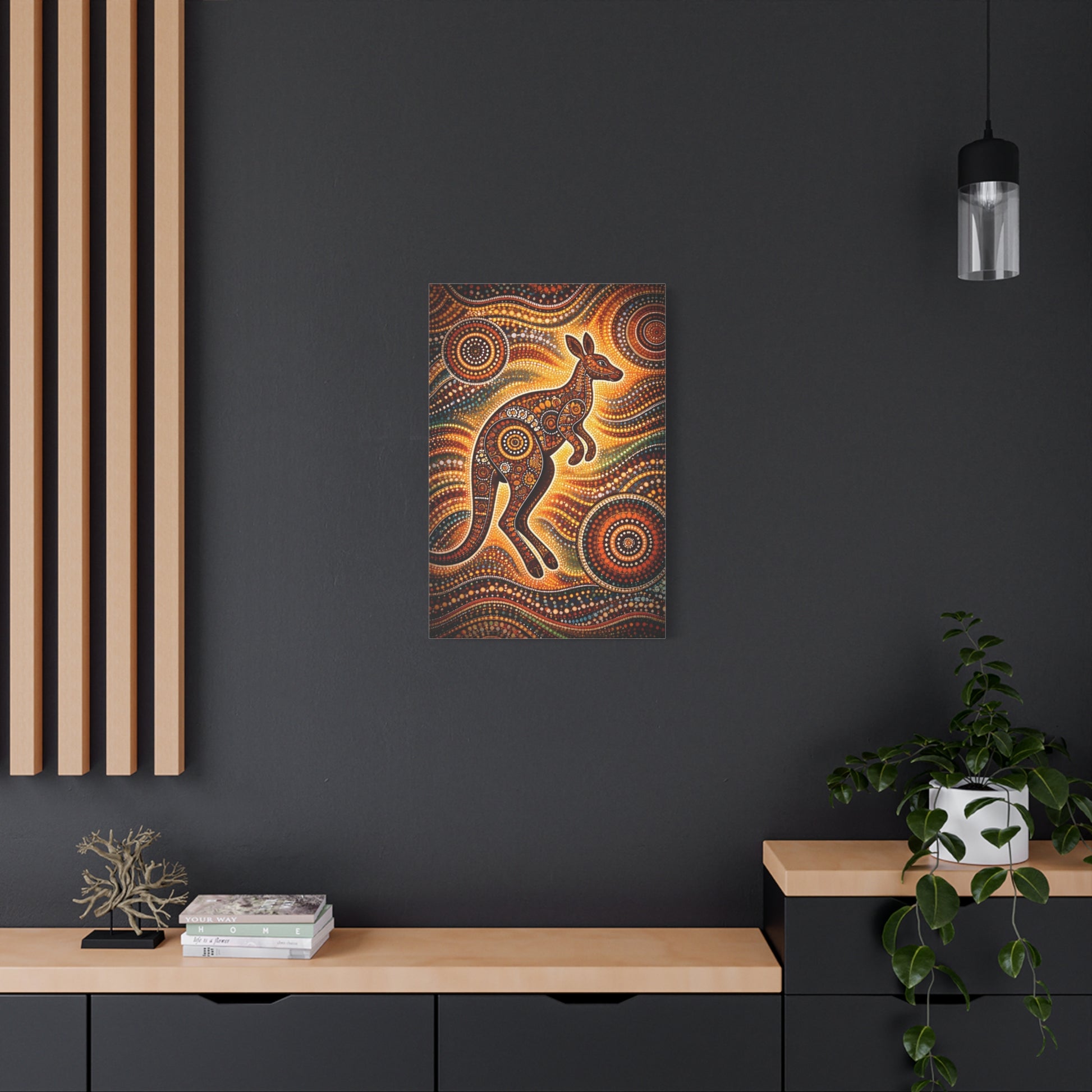 Kangaroo Aboriginal Dot Art Canvas Print – Warm Boho Wall Decor Canvas image 49