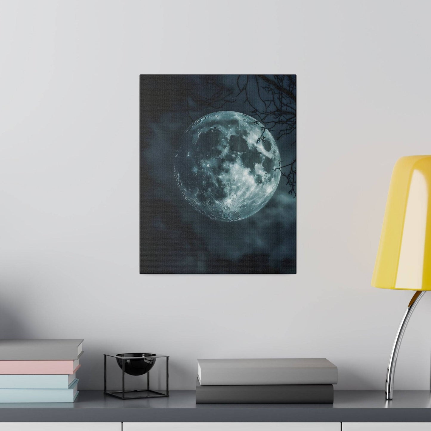 Lunar Whisper: Midnight Moon Canvas Art