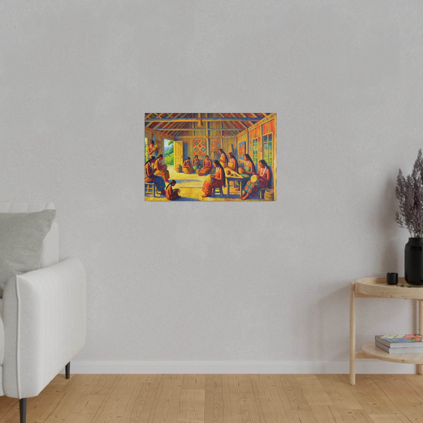 Tahitian Harmony: Indoor Scene Canvas Print by Gauguin