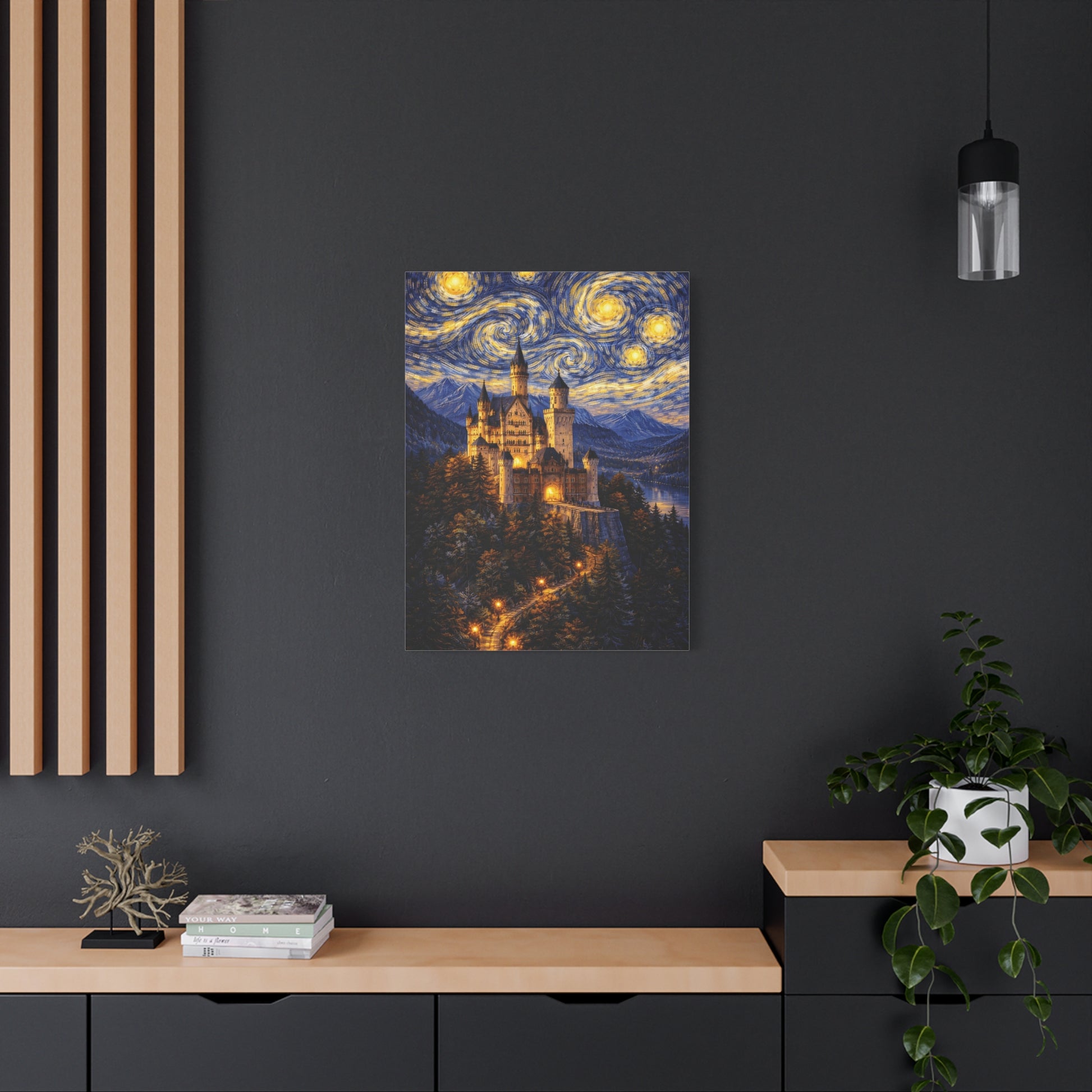 Neuschwanstein Castle Under a Starry Sky – Van Gogh Inspired canvas wall art, product image 47 of 56