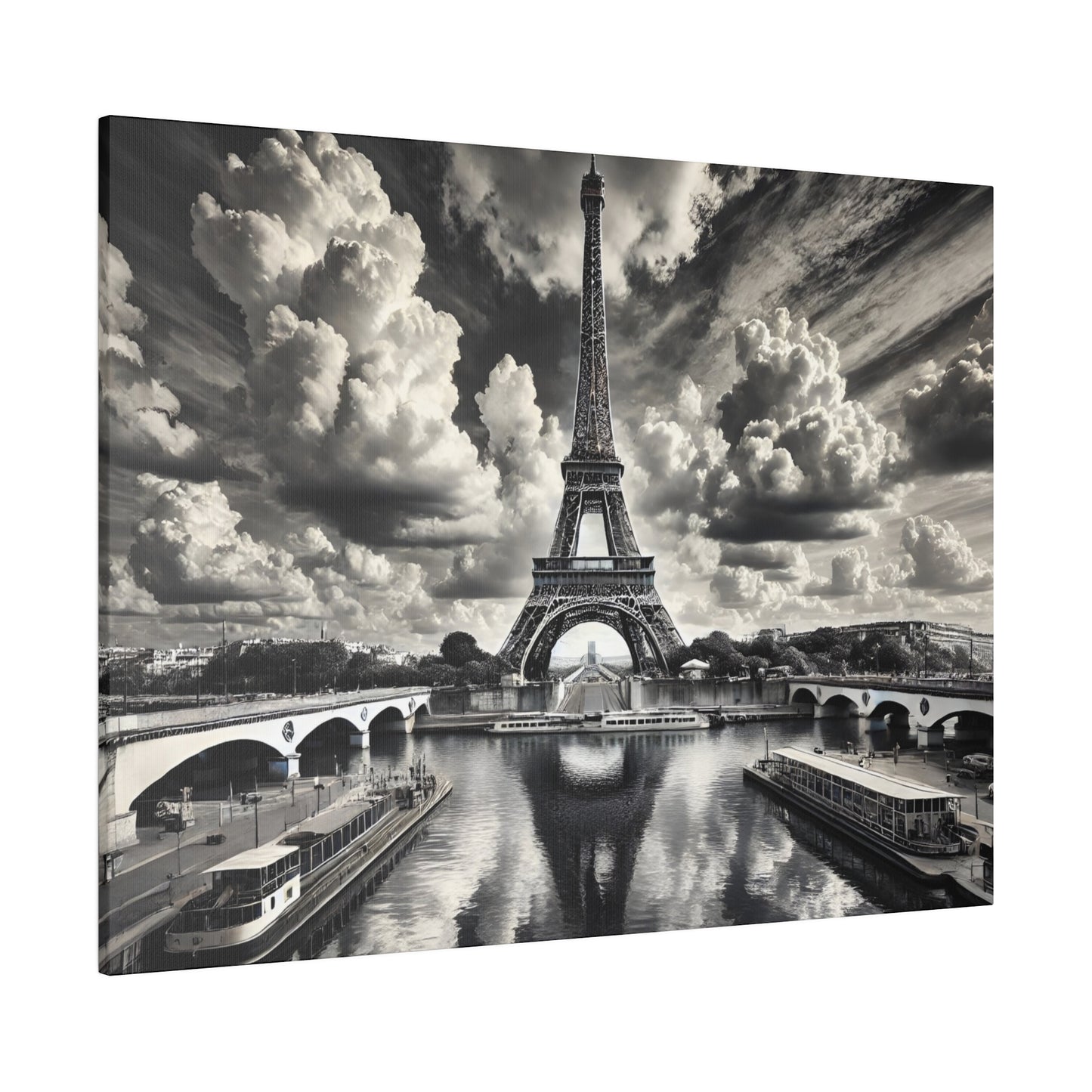 Monochrome Eiffel Tower Canvas with Black and White Surroundings