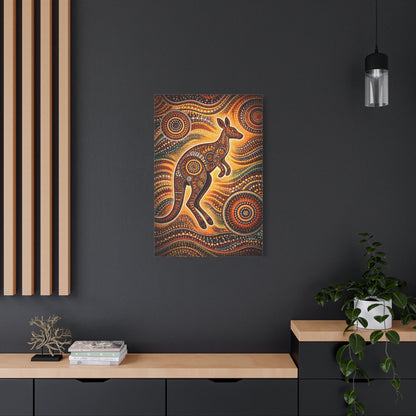 Kangaroo Aboriginal Dot Art Canvas Print – Warm Boho Wall Decor Canvas image 55