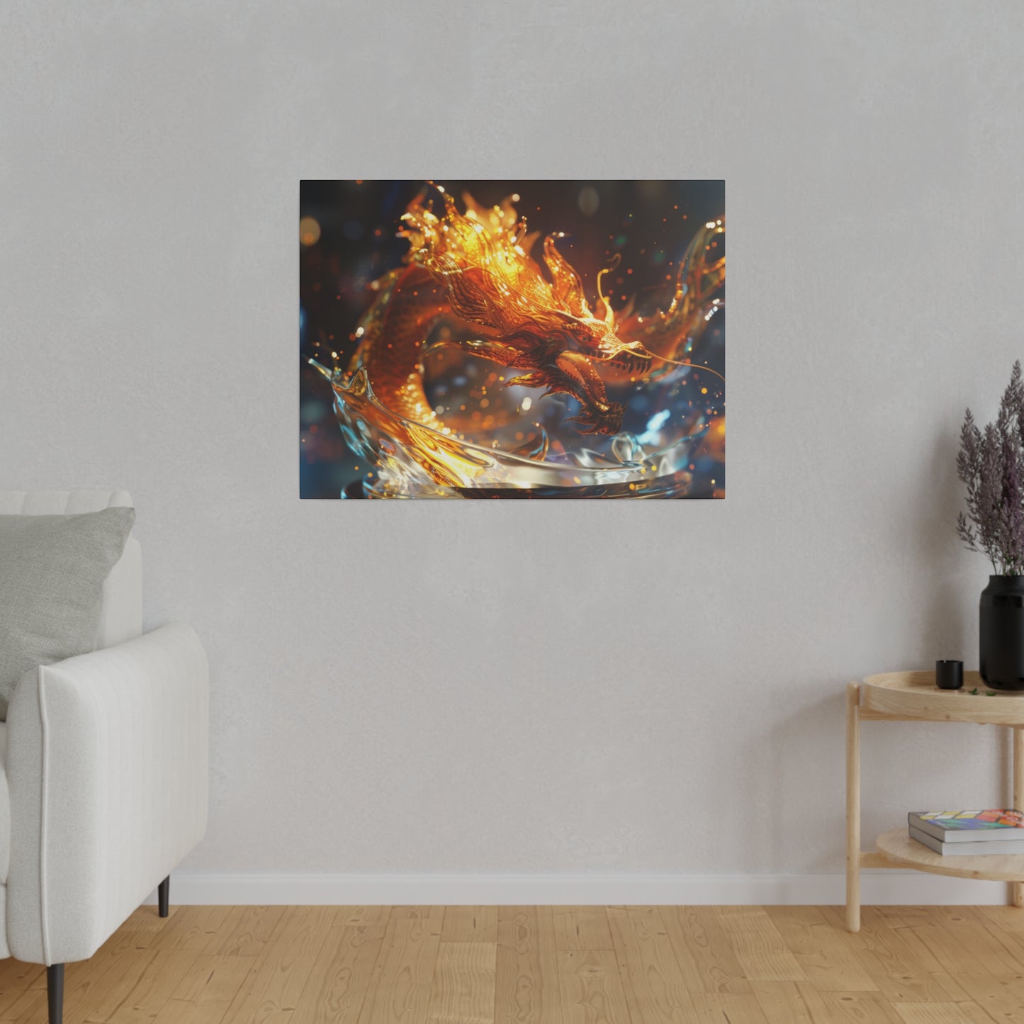 Radiant Fire Dragon Wall Art: Transform Your Space with Mythical Elegance