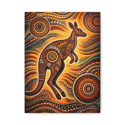 Kangaroo Aboriginal Dot Art Canvas Print – Warm Boho Wall Decor Canvas image 2