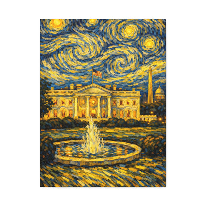 The White House Beneath a Starry Sky – Van Gogh Inspired Canvas Print in Van Gogh style canvas art, product image 13 of 68