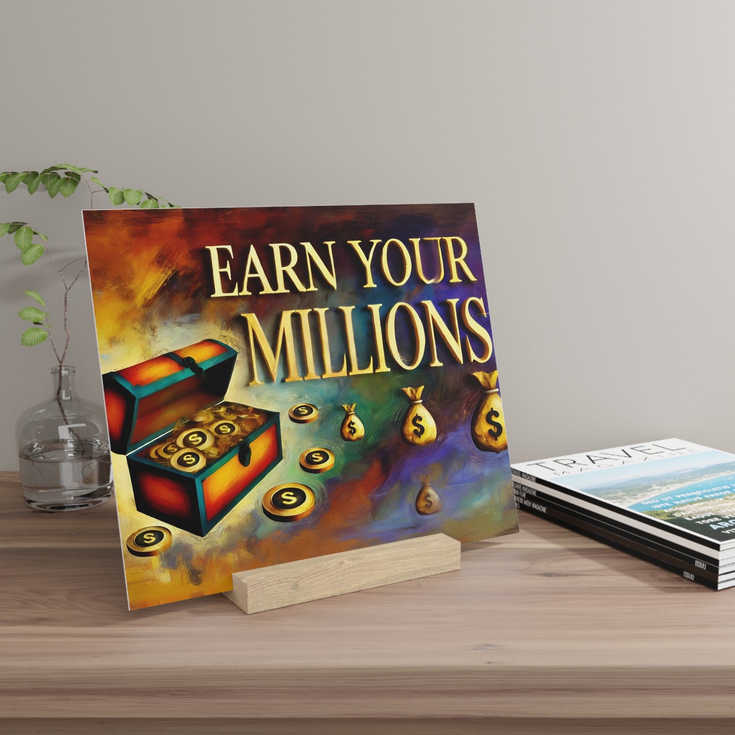 Earn Your Millions: Motivational Gallery Board – Inspirational Art