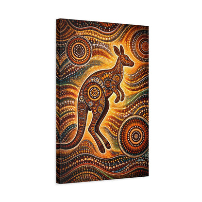 Kangaroo Aboriginal Dot Art Canvas Print – Warm Boho Wall Decor Canvas image 38