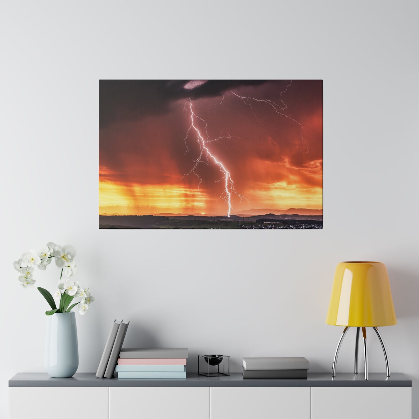 Electrifying Sunset Storm Abstract Art Canvas Wall Art