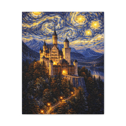 Neuschwanstein Castle Under a Starry Sky – Van Gogh Inspired canvas wall art, product image 7 of 56