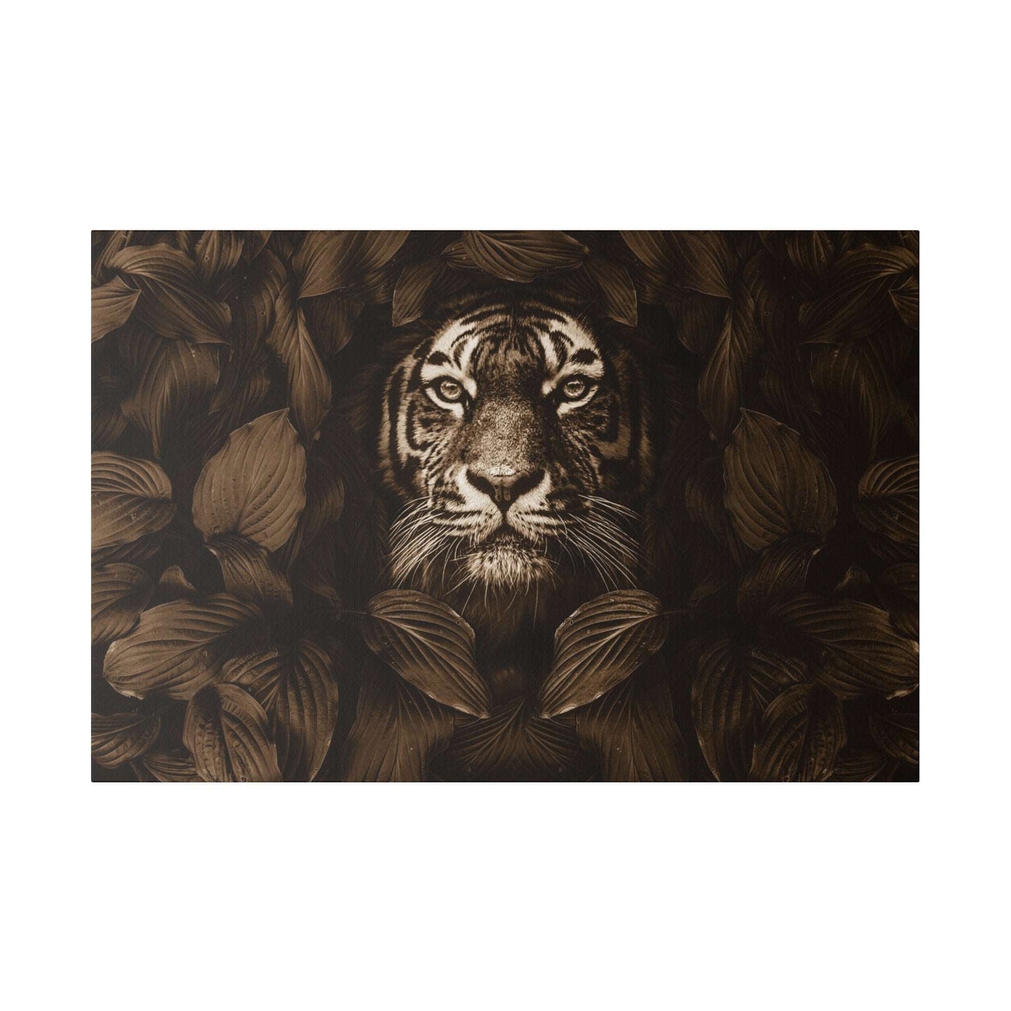 Majestic Tiger Canvas Art - Sepia Toned Jungle Elegance