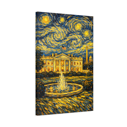 The White House Beneath a Starry Sky – Van Gogh Inspired Canvas Print in Van Gogh style canvas art, product image 48 of 68