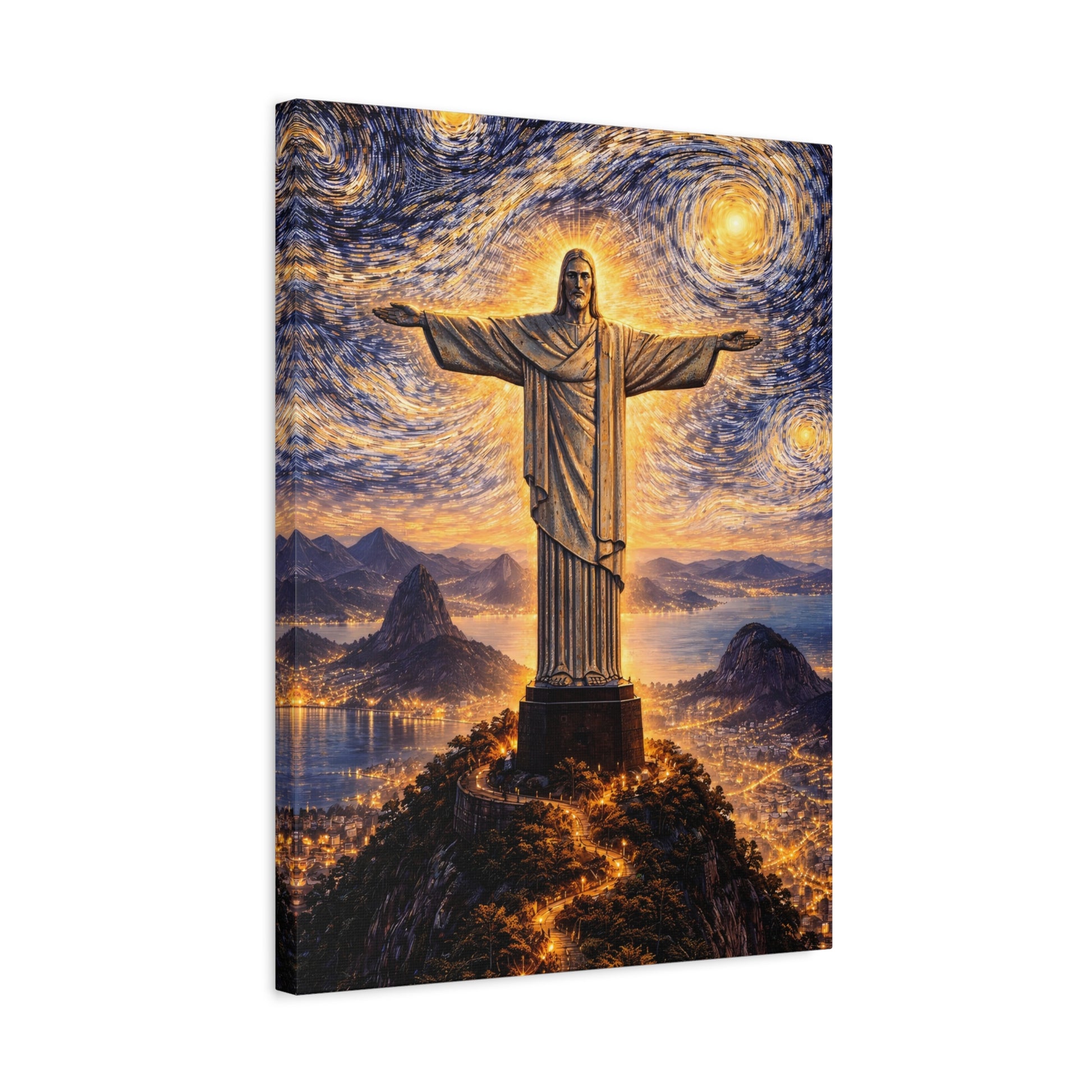 Christ the Redeemer Beneath a Starry Sky – Van Gogh Inspired canvas wall art, product image 38 of 64