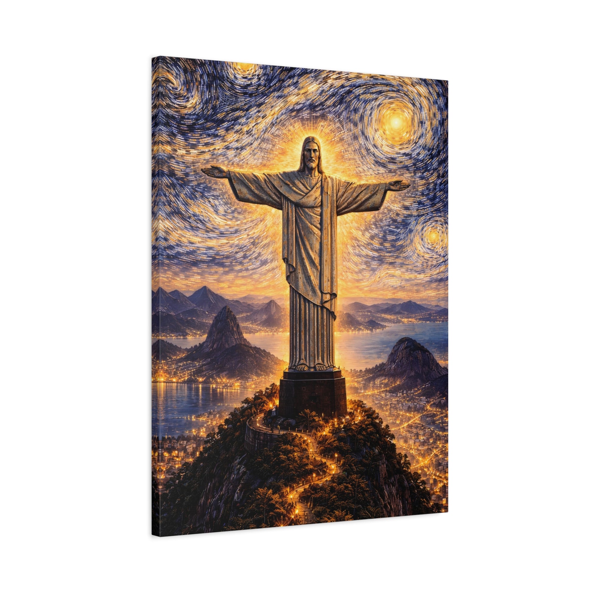 Christ the Redeemer Beneath a Starry Sky – Van Gogh Inspired canvas wall art, product image 50 of 64