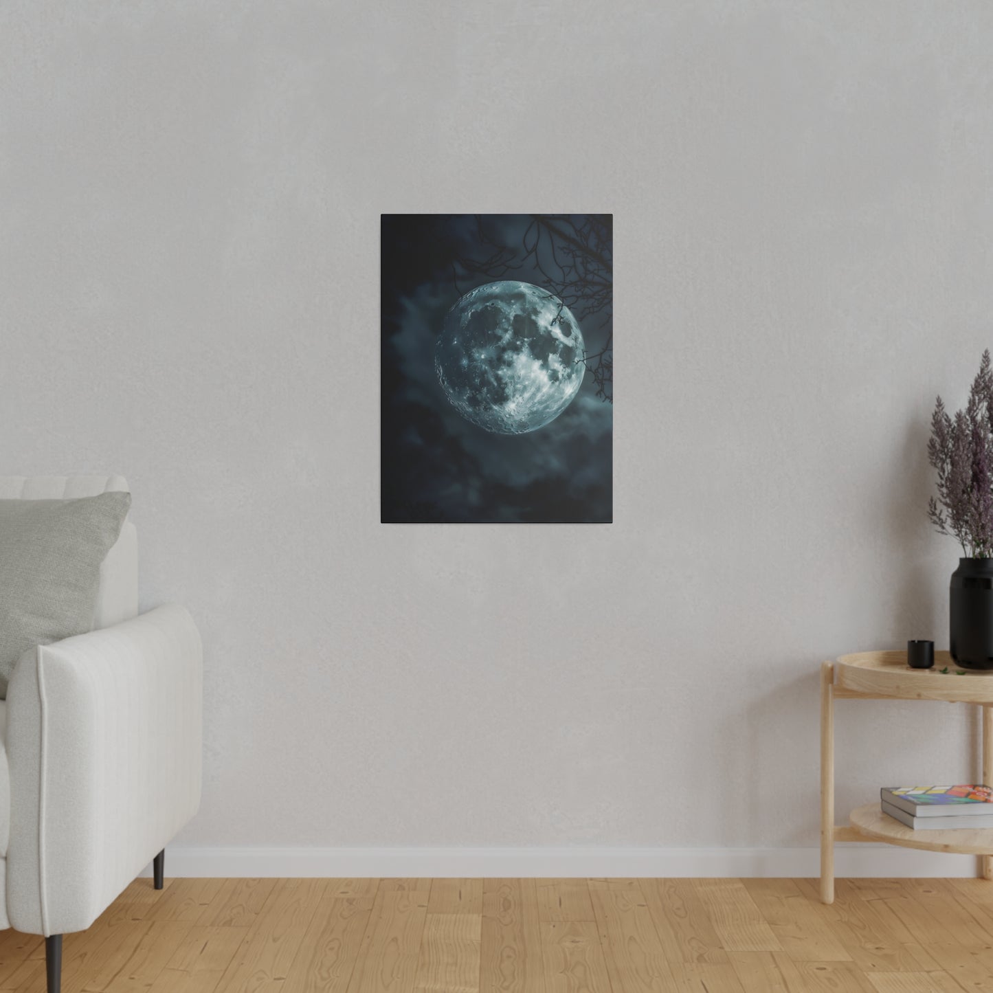 Lunar Whisper: Midnight Moon Canvas Art