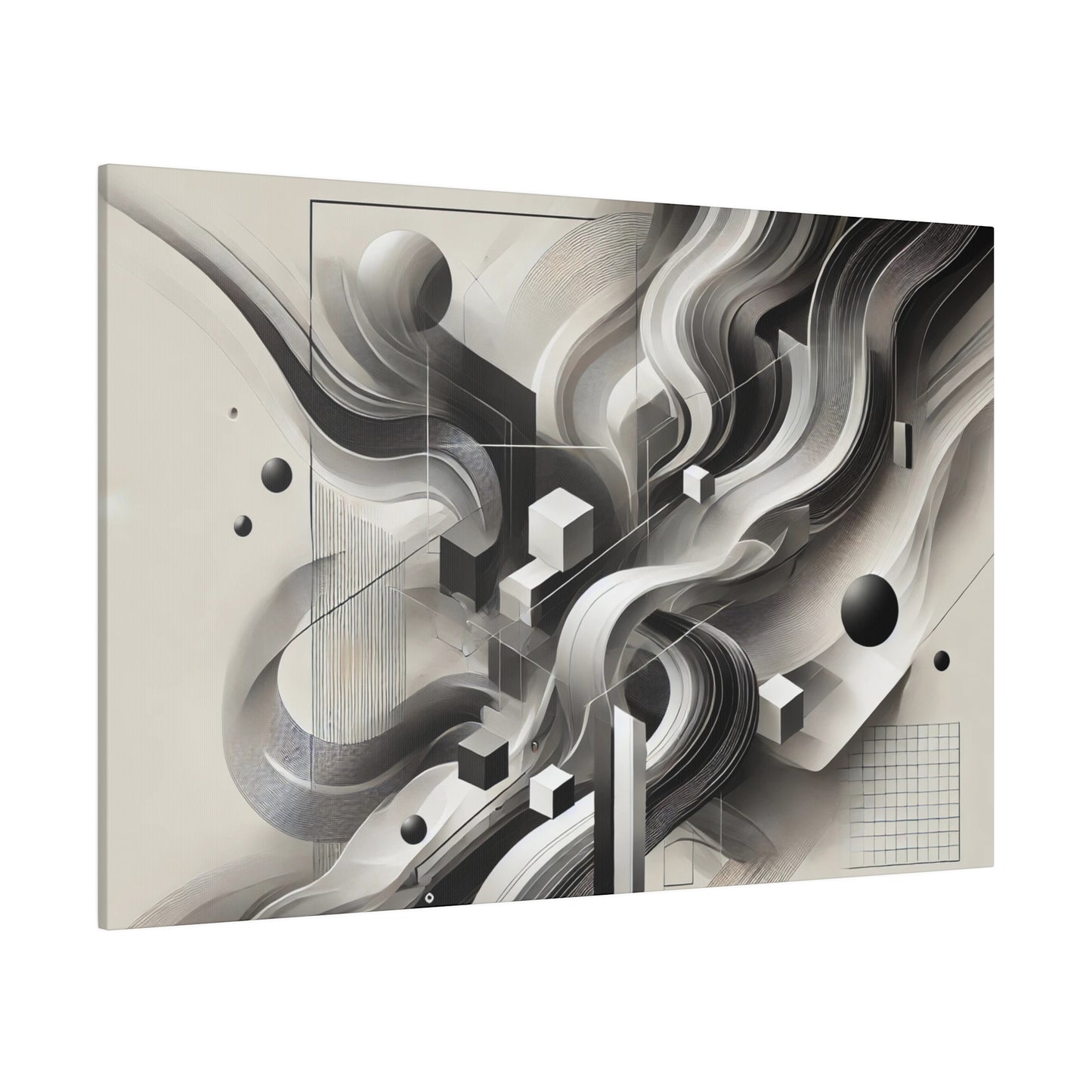 Monochrome Abstract Art Canvas - 4K Geometric Flow Masterpiece