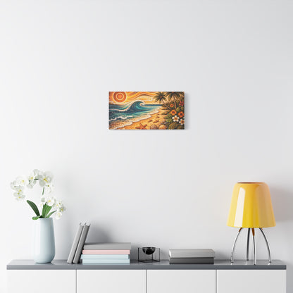 Tropical Beach Canvas Wall Art — Colorful Seascape with Palm Trees & Shells Canvas image 35