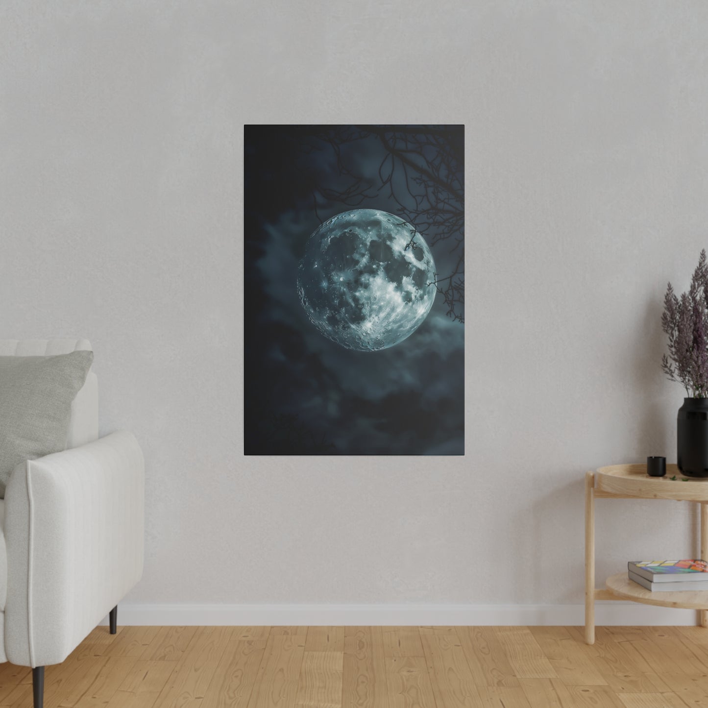 Lunar Whisper: Midnight Moon Canvas Art