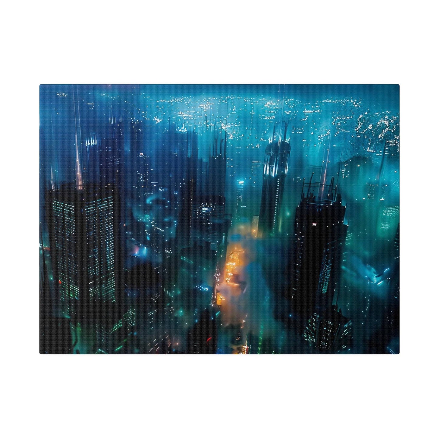 Neon Dreams: Futuristic Cityscape Canvas Art