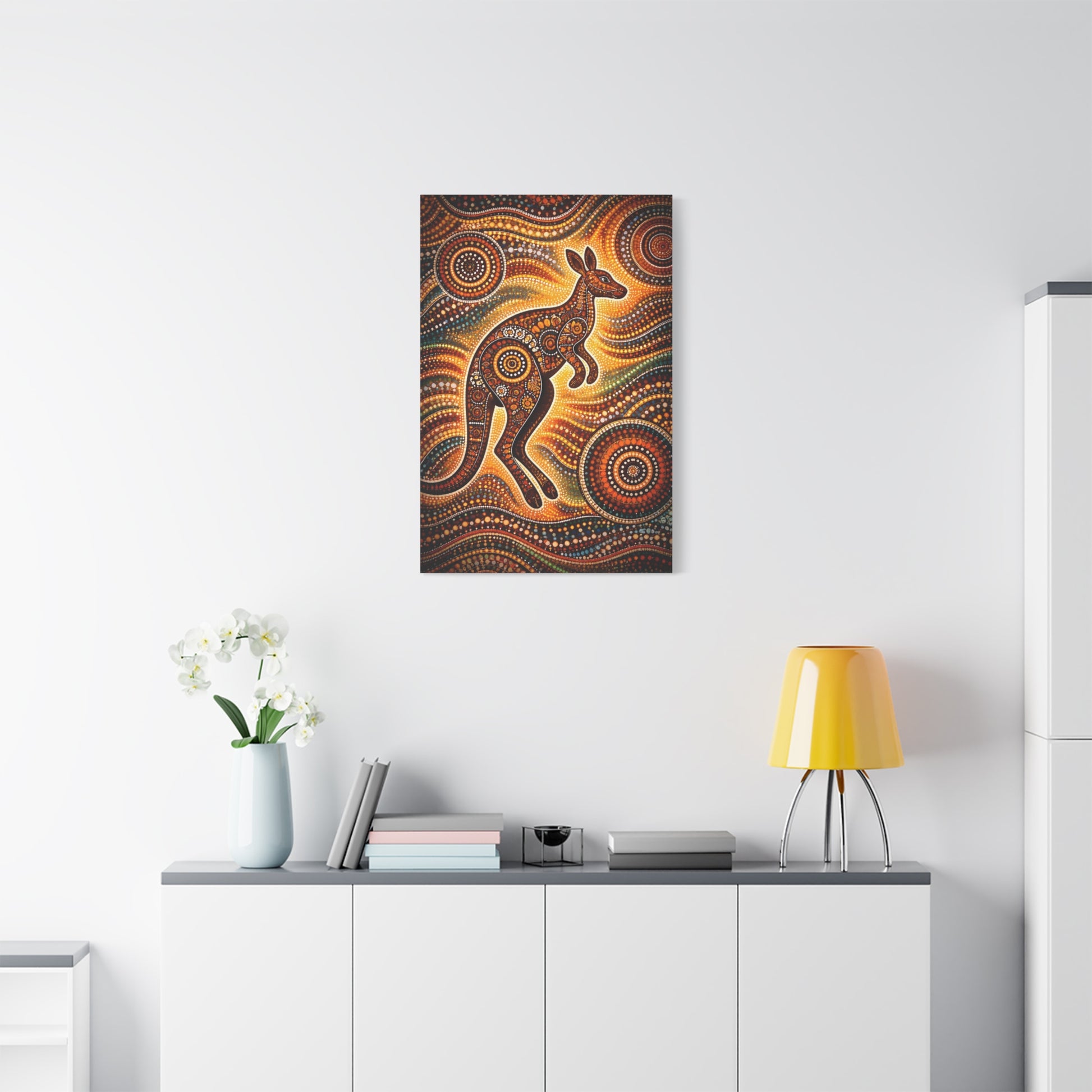 Kangaroo Aboriginal Dot Art Canvas Print – Warm Boho Wall Decor Canvas image 54