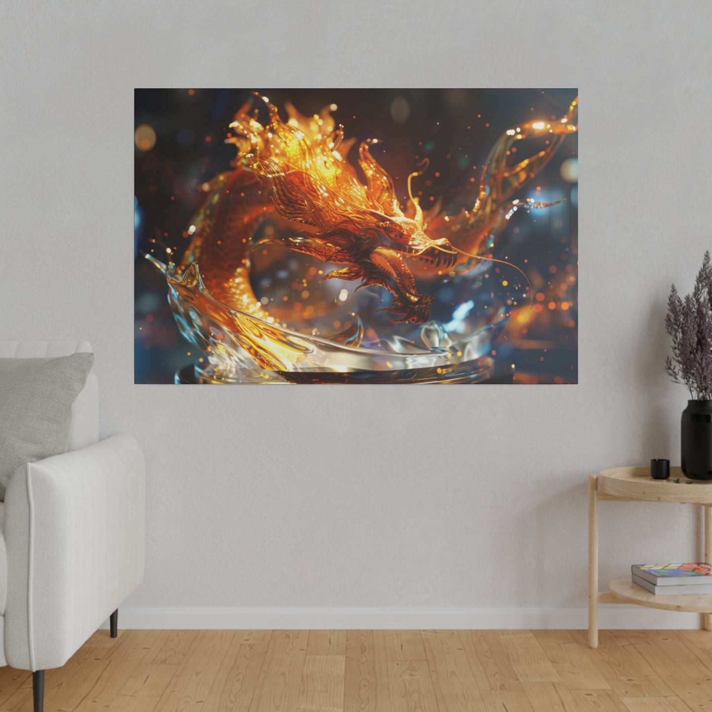 Radiant Fire Dragon Wall Art: Transform Your Space with Mythical Elegance