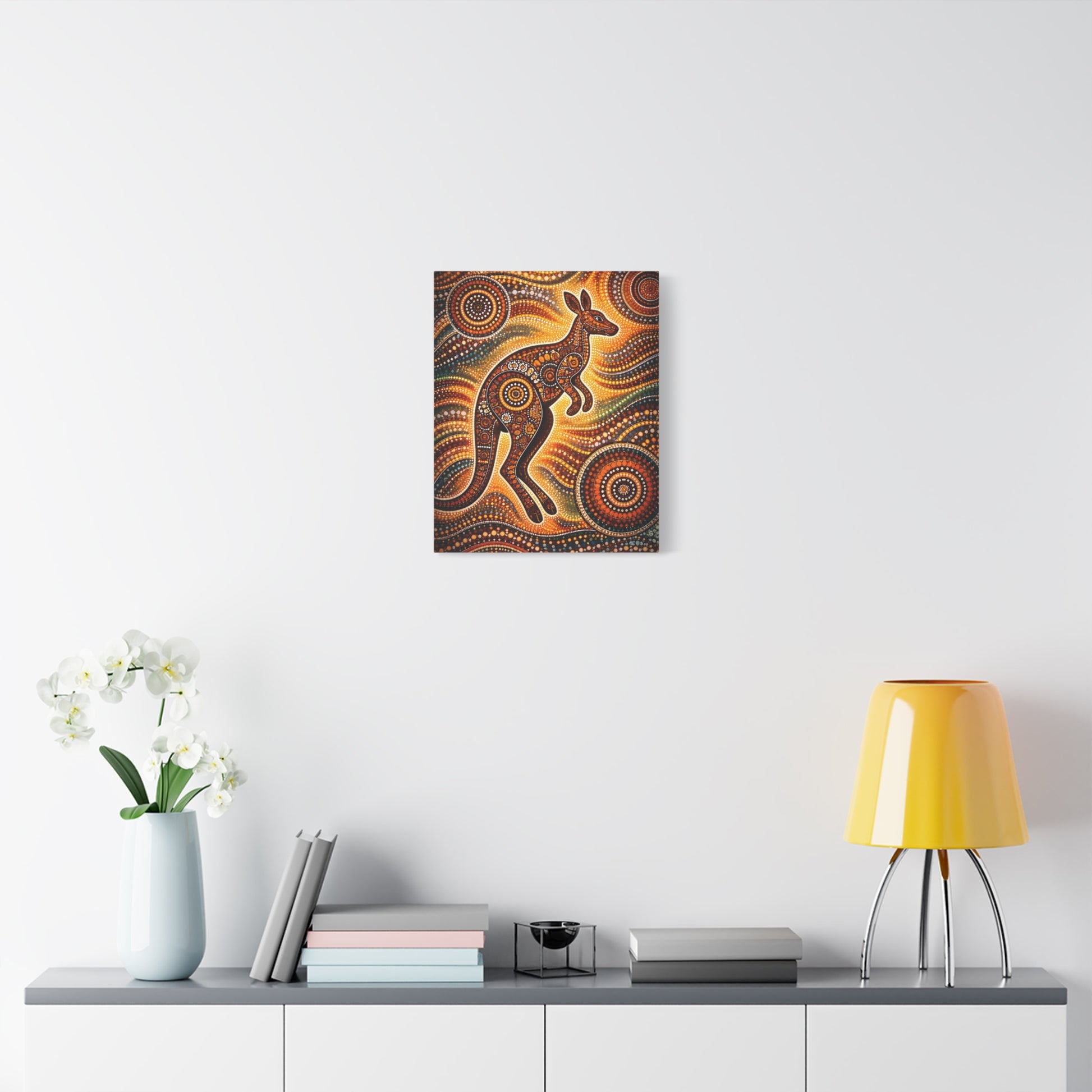 Kangaroo Aboriginal Dot Art Canvas Print – Warm Boho Wall Decor Canvas image 36