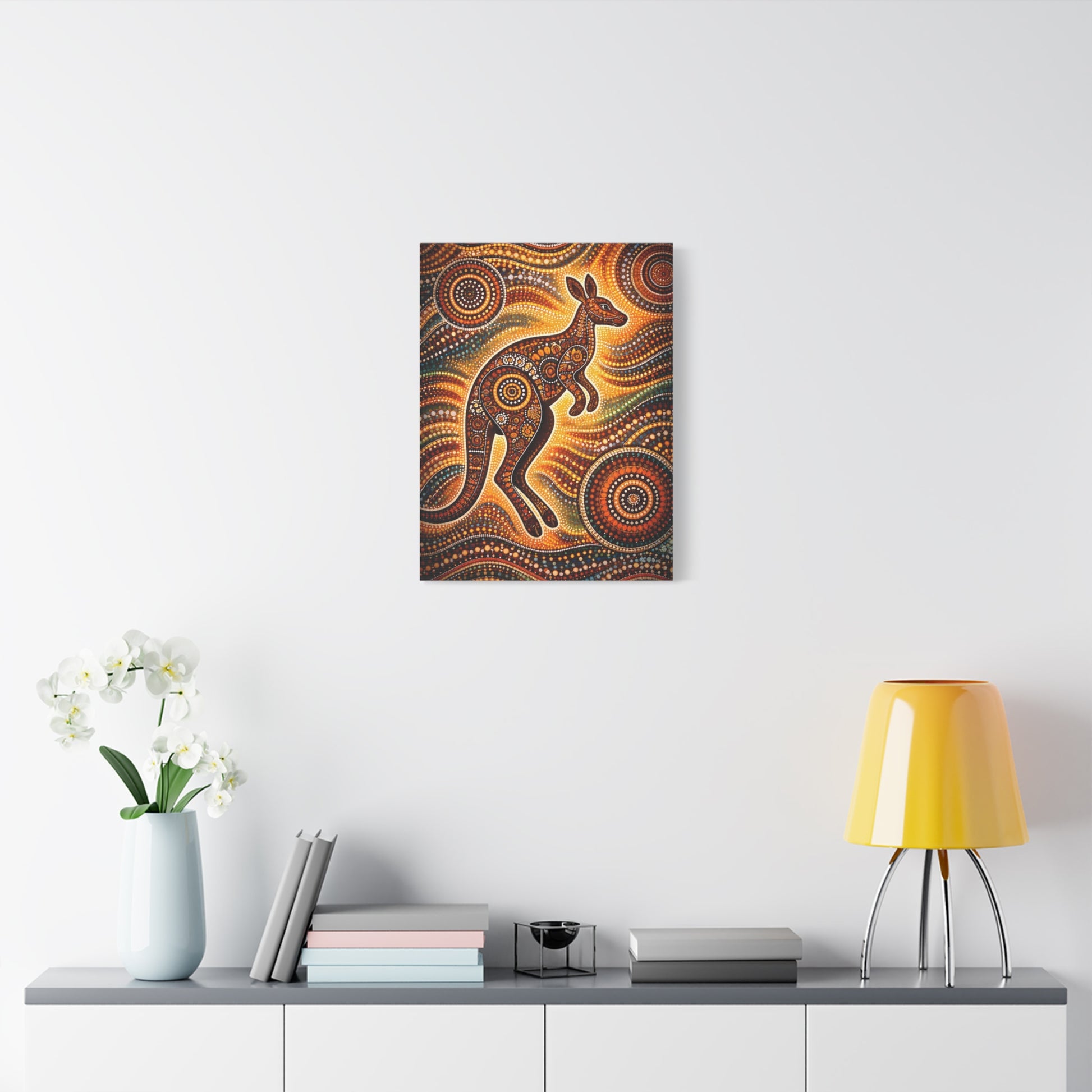 Kangaroo Aboriginal Dot Art Canvas Print – Warm Boho Wall Decor Canvas image 42