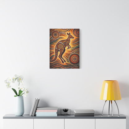 Kangaroo Aboriginal Dot Art Canvas Print – Warm Boho Wall Decor Canvas image 42