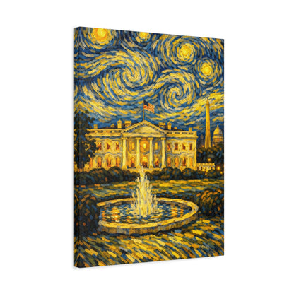 The White House Beneath a Starry Sky – Van Gogh Inspired Canvas Print in Van Gogh style canvas art, product image 42 of 68