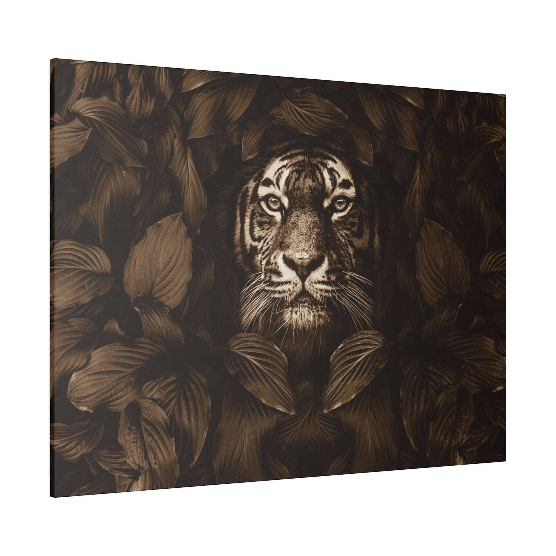 Majestic Tiger Canvas Art - Sepia Toned Jungle Elegance