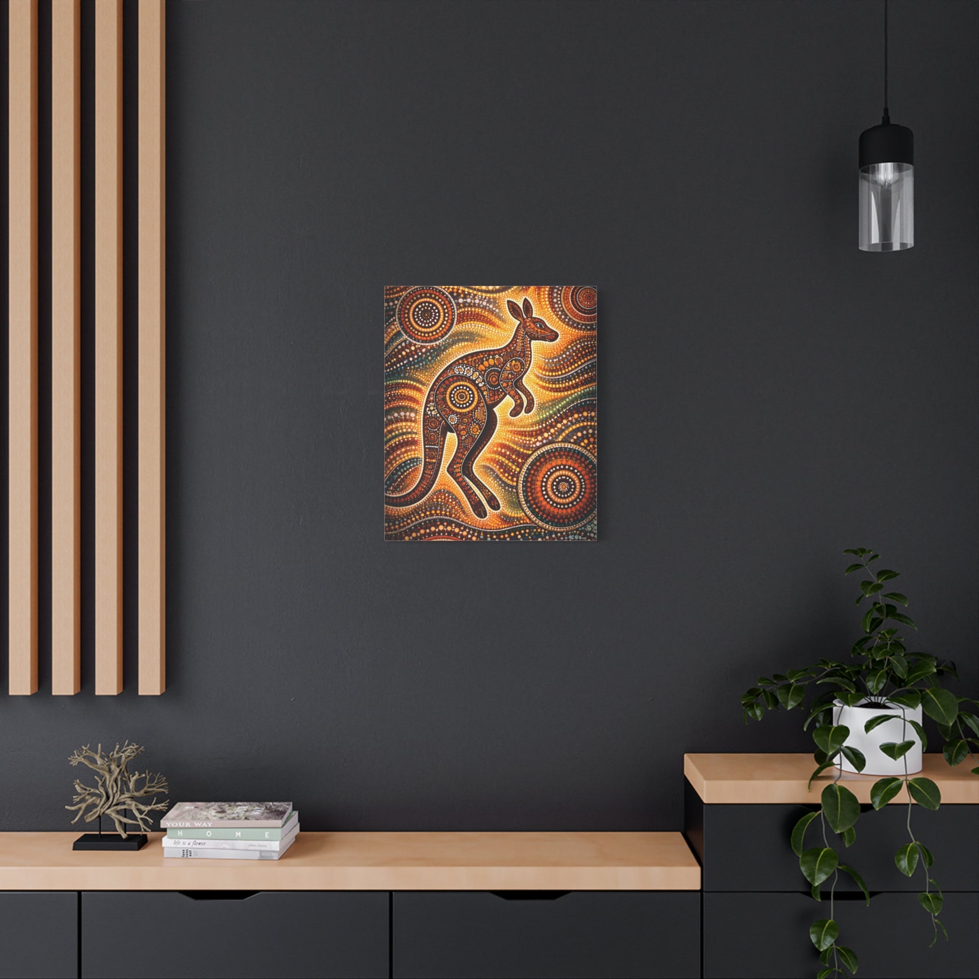 Kangaroo Aboriginal Dot Art Canvas Print – Warm Boho Wall Decor Canvas image 46