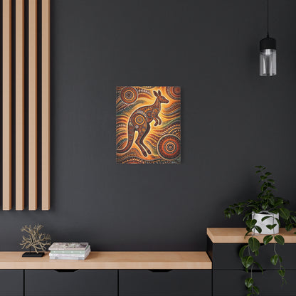 Kangaroo Aboriginal Dot Art Canvas Print – Warm Boho Wall Decor Canvas image 46