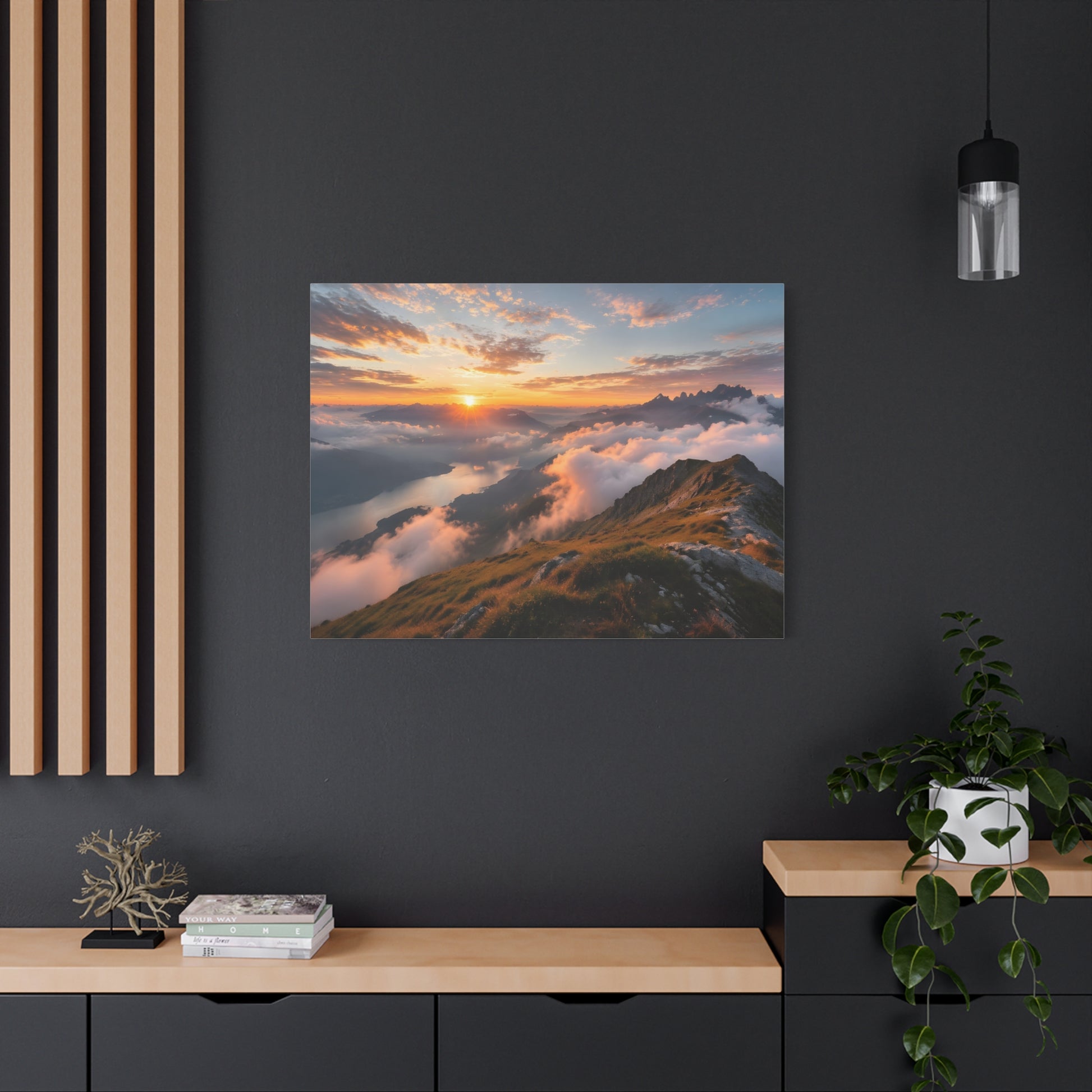 Golden Summit Above the Clouds Canvas Canvas image 68