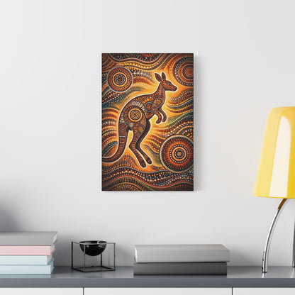 Kangaroo Aboriginal Dot Art Canvas Print – Warm Boho Wall Decor Canvas image 33