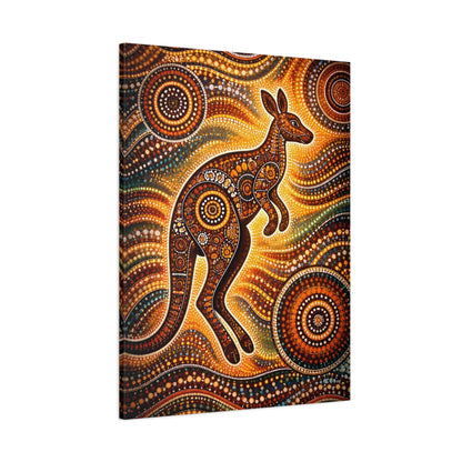 Kangaroo Aboriginal Dot Art Canvas Print – Warm Boho Wall Decor Canvas image 56
