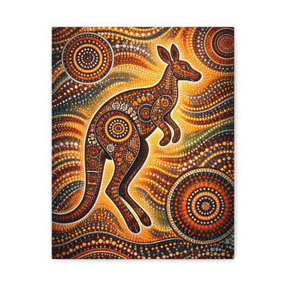 Kangaroo Aboriginal Dot Art Canvas Print – Warm Boho Wall Decor Canvas image 4