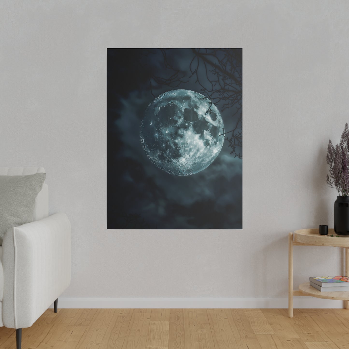 Lunar Whisper: Midnight Moon Canvas Art