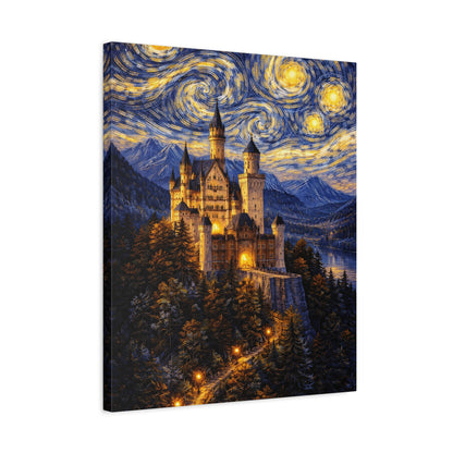 Neuschwanstein Castle Under a Starry Sky – Van Gogh Inspired canvas wall art, product image 42 of 56