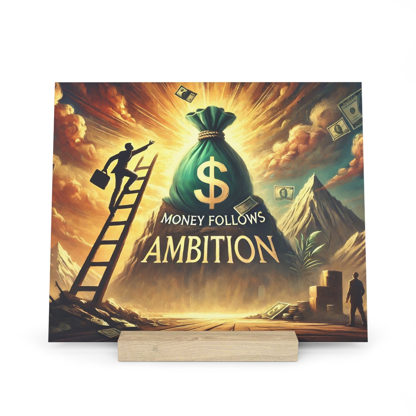 Money Follows Ambition: Motivational Gallery Board – Inspirational Art