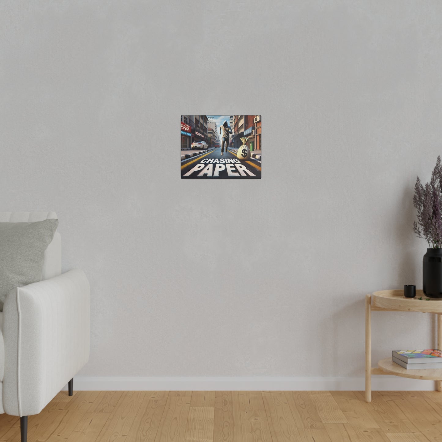 Chasing Paper: Dynamic Urban Canvas Print – Motivational Art