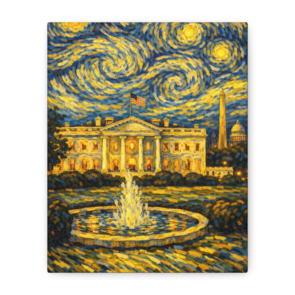 The White House Beneath a Starry Sky – Van Gogh Inspired Canvas Print in Van Gogh style canvas art, product image 1 of 68