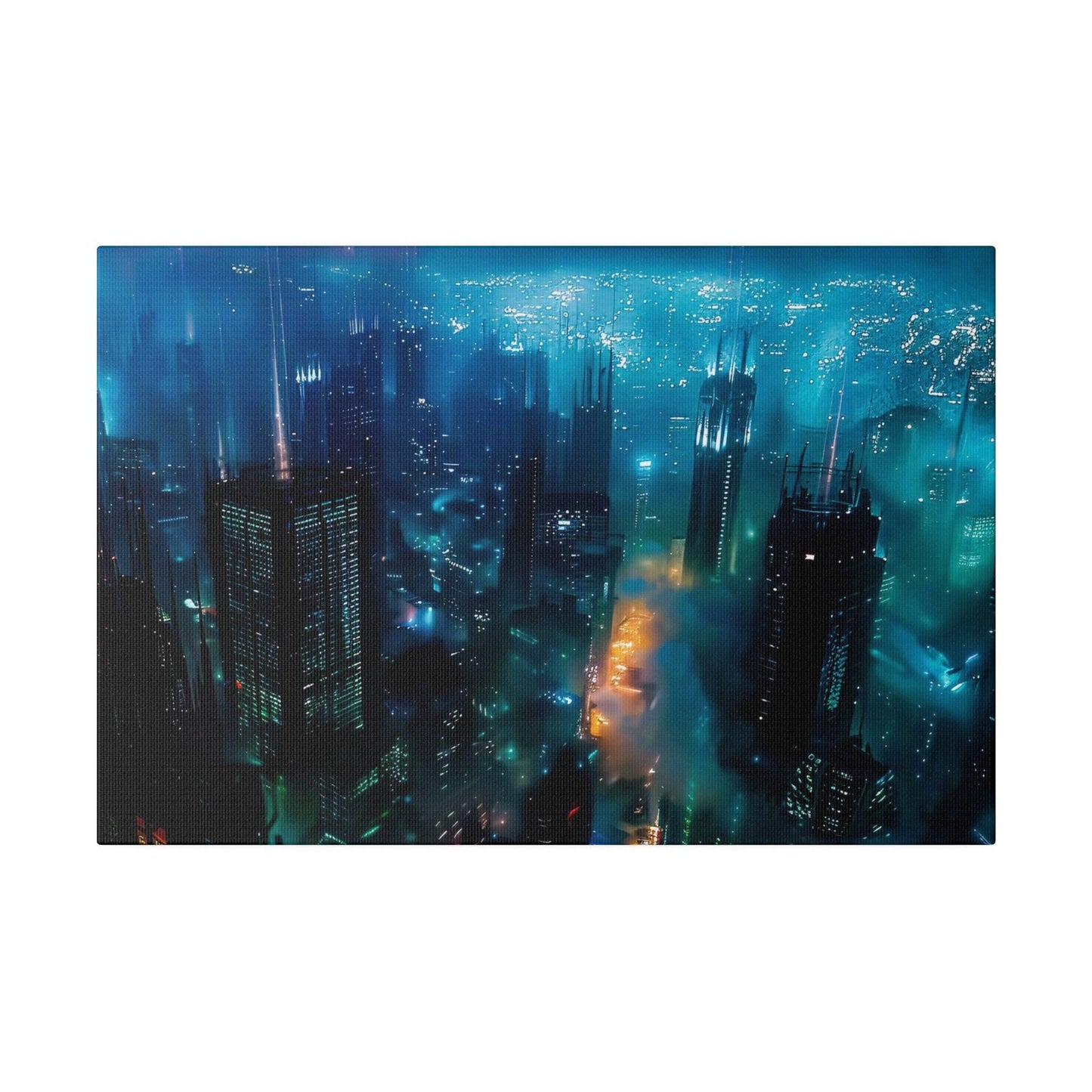 Neon Dreams: Futuristic Cityscape Canvas Art