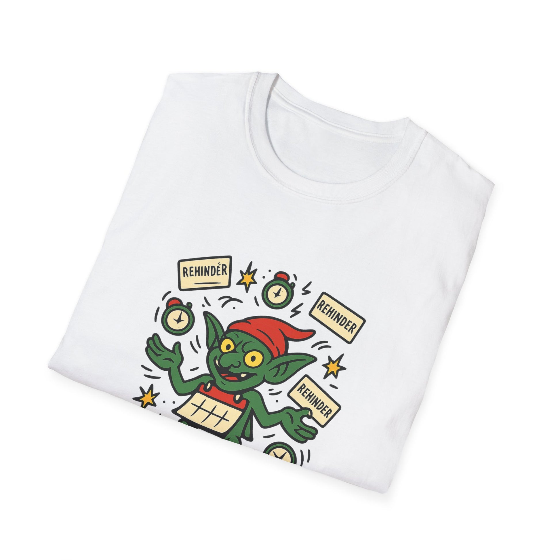 Centered product gallery image of the Calendar Goblin tee design