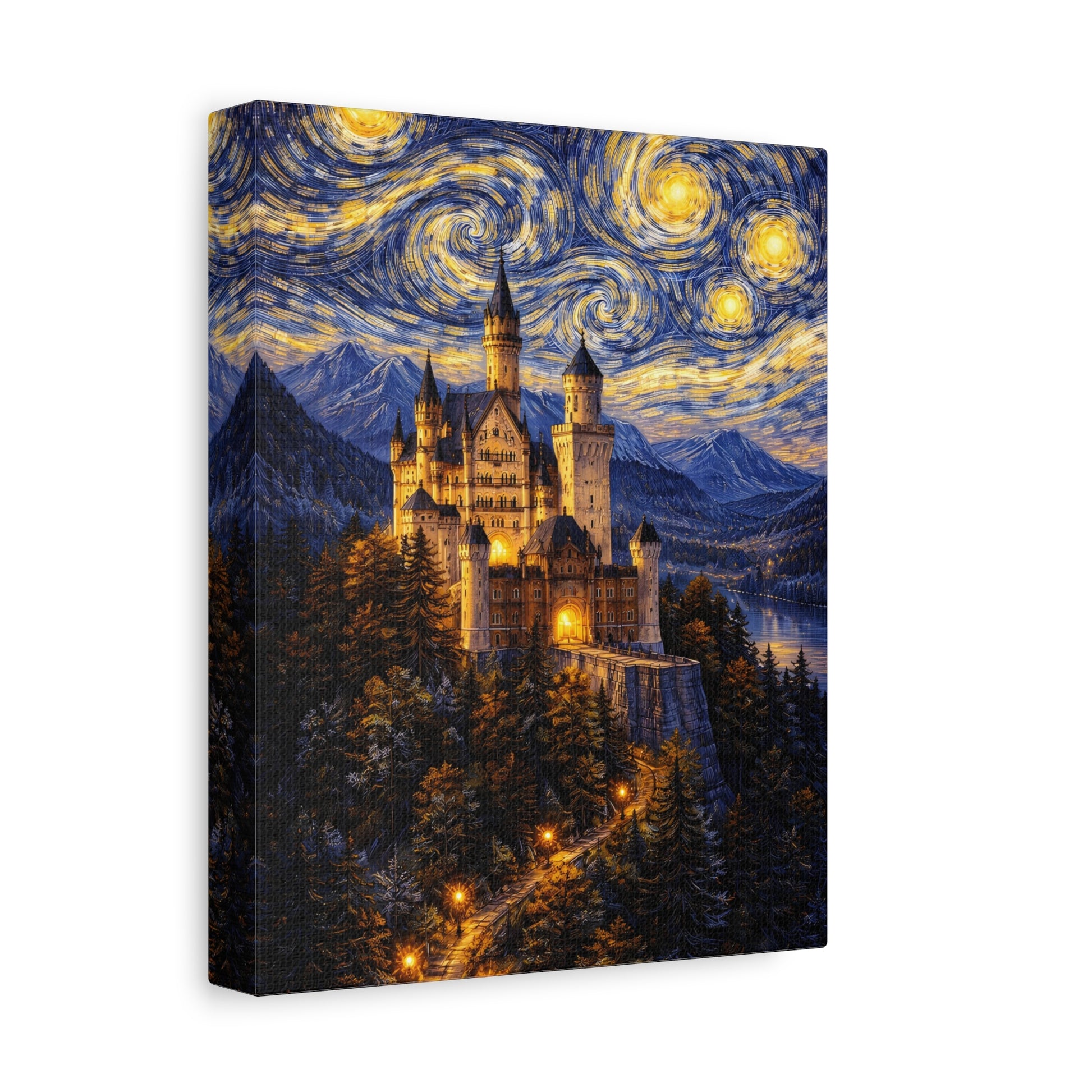 Neuschwanstein Castle Under a Starry Sky – Van Gogh Inspired canvas wall art, product image 15 of 56