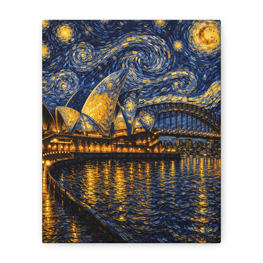 Sydney Opera House in a Starry Dream – Van Gogh Inspired Canvas Print in Van Gogh style canvas art, product image 1 of 60
