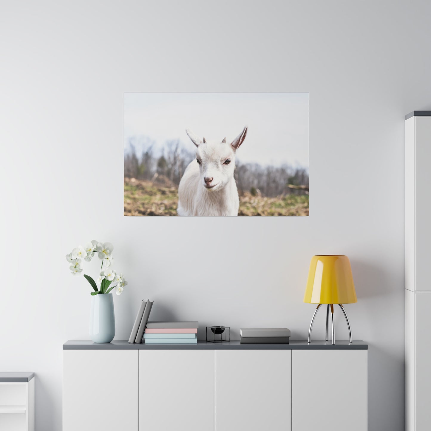 Curious Kid: Charming Goat Portrait Canvas Art